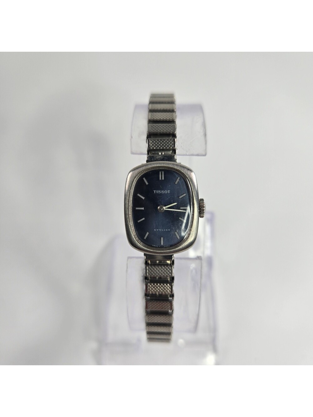 Vintage Tissot Stylist Ladies Manual Wind Swiss Blue Dial Wristwatch 1950s